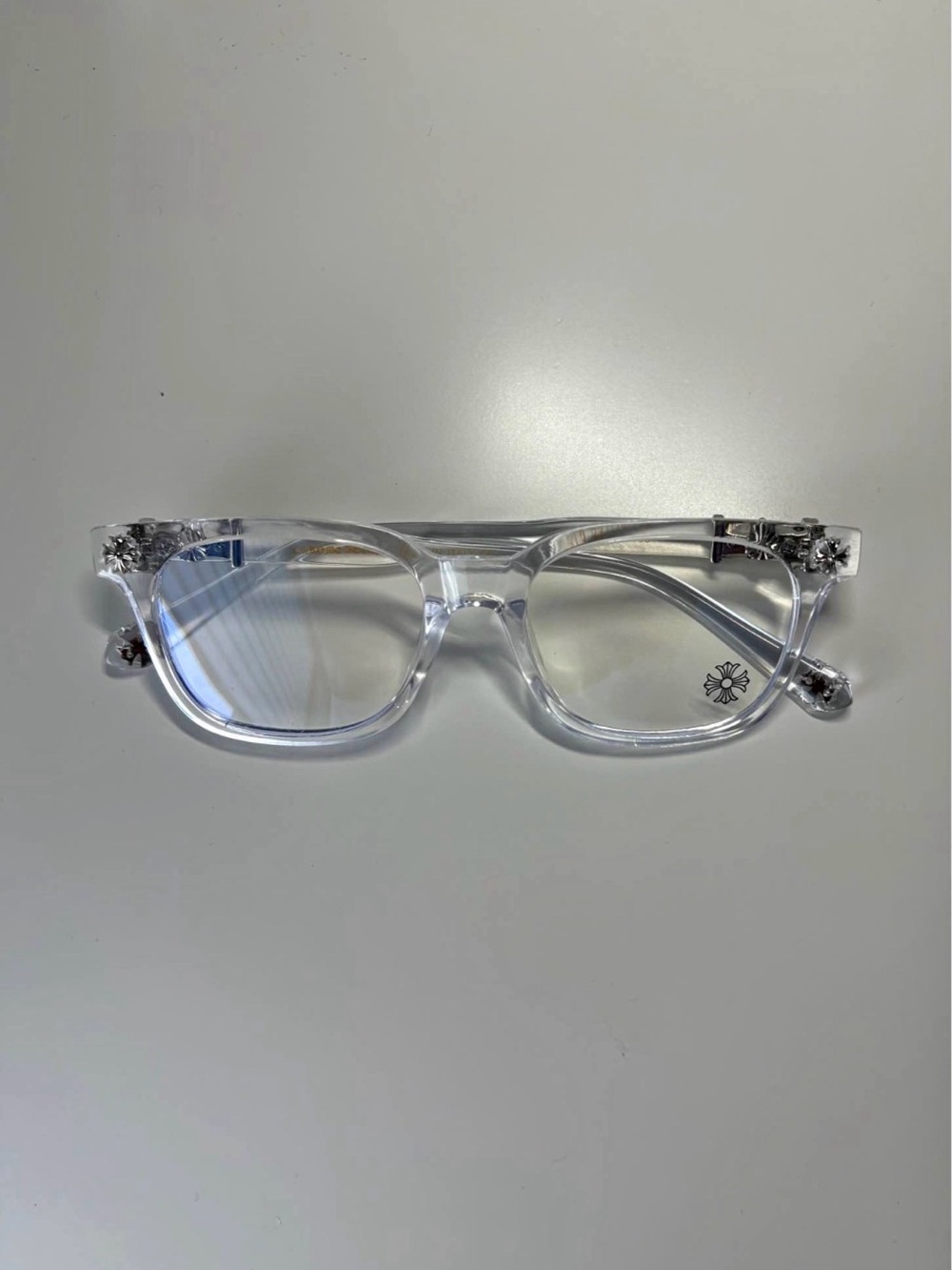 Chrome Hearts Clear Silver Glasses With Blue Light